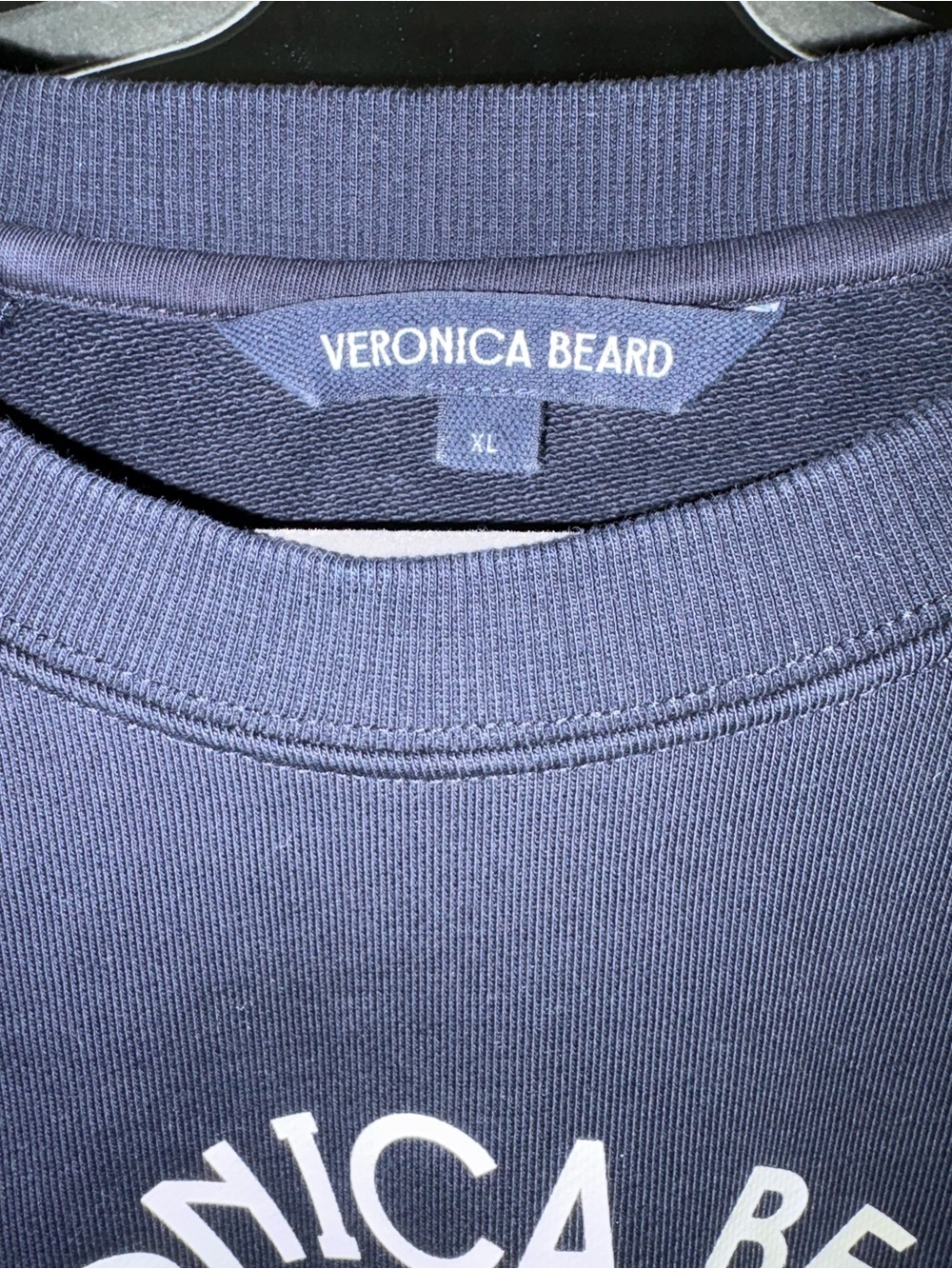 Veronica Beard Beaumont Cropped Navy Sweatshirt - Picture 2 of 3